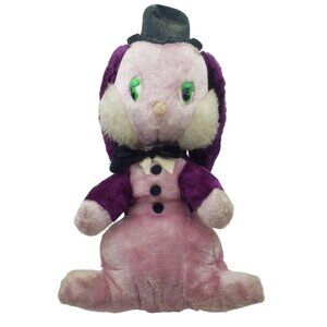Rushton Company Pink Purple Plush Rabbit Top Hat Bow Tie 17"  Vintage